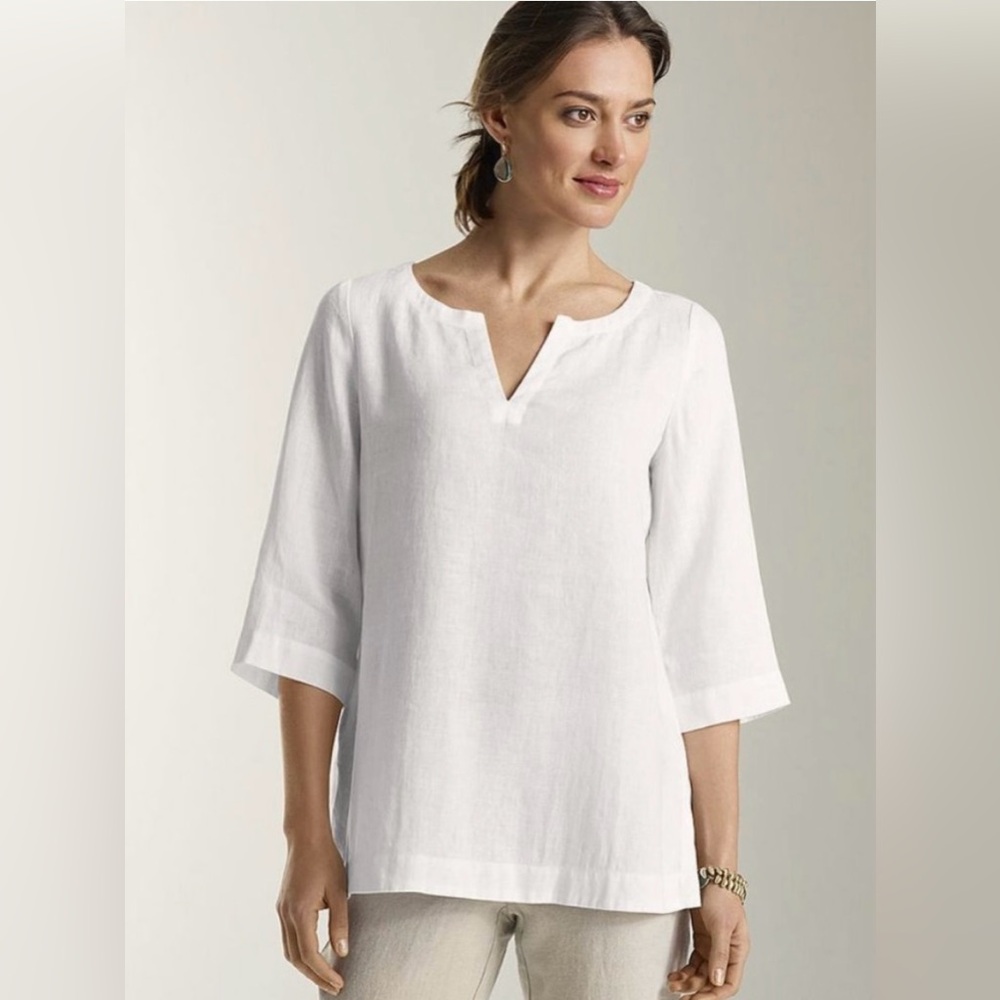 J.Jill | Pure Linen V-Neck Tunic | White | L